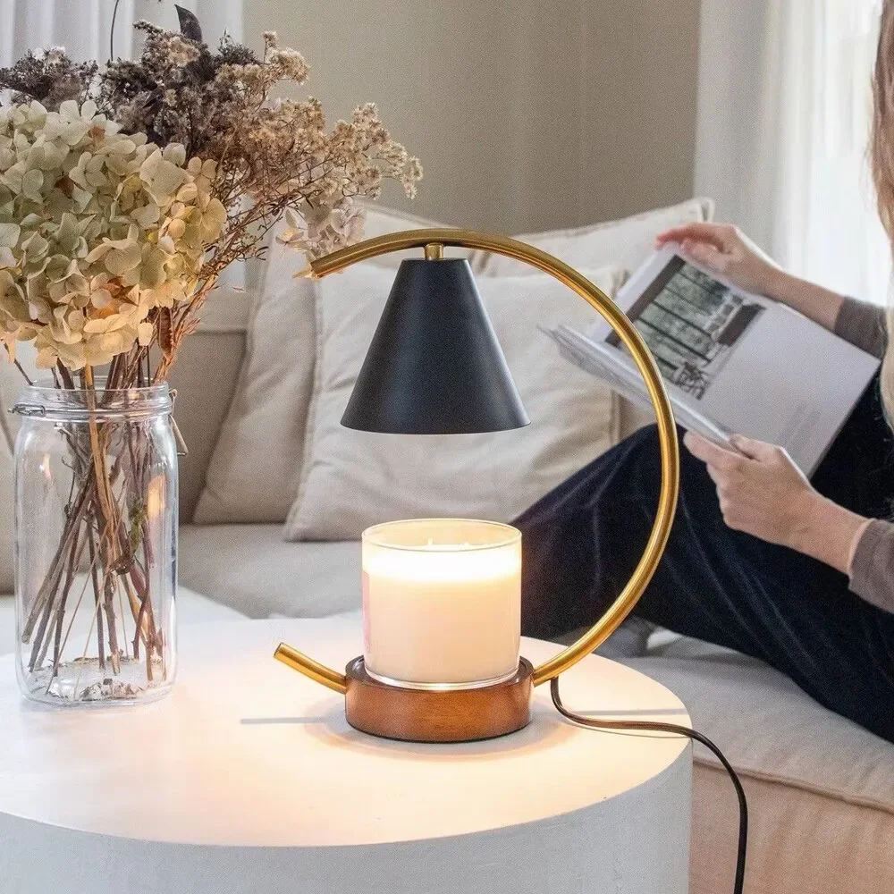 Sparoom Candle Lamp Warmer Moon Black Metal Wax Fragrance Melter Decor
